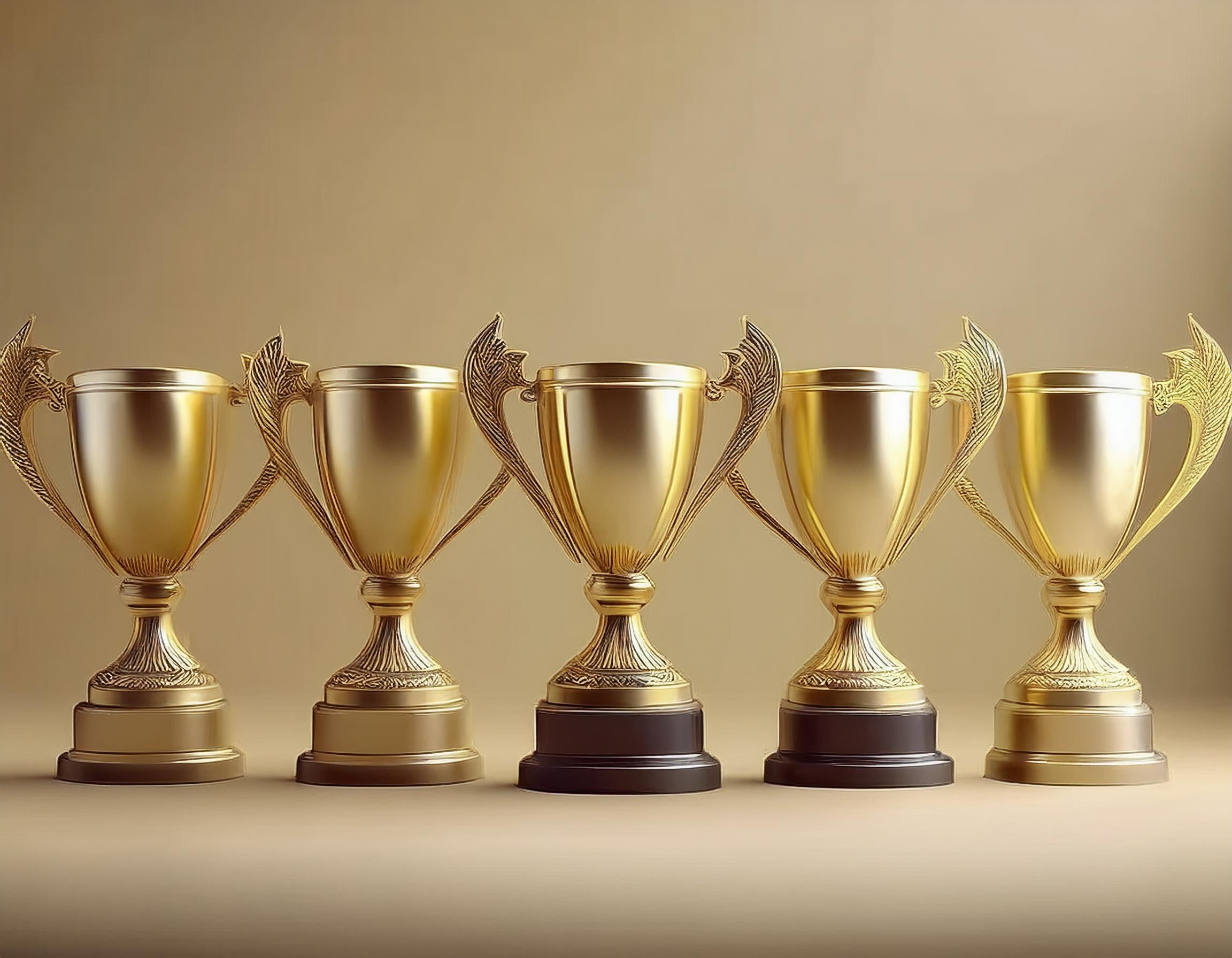 A row of trophies ready for engraving